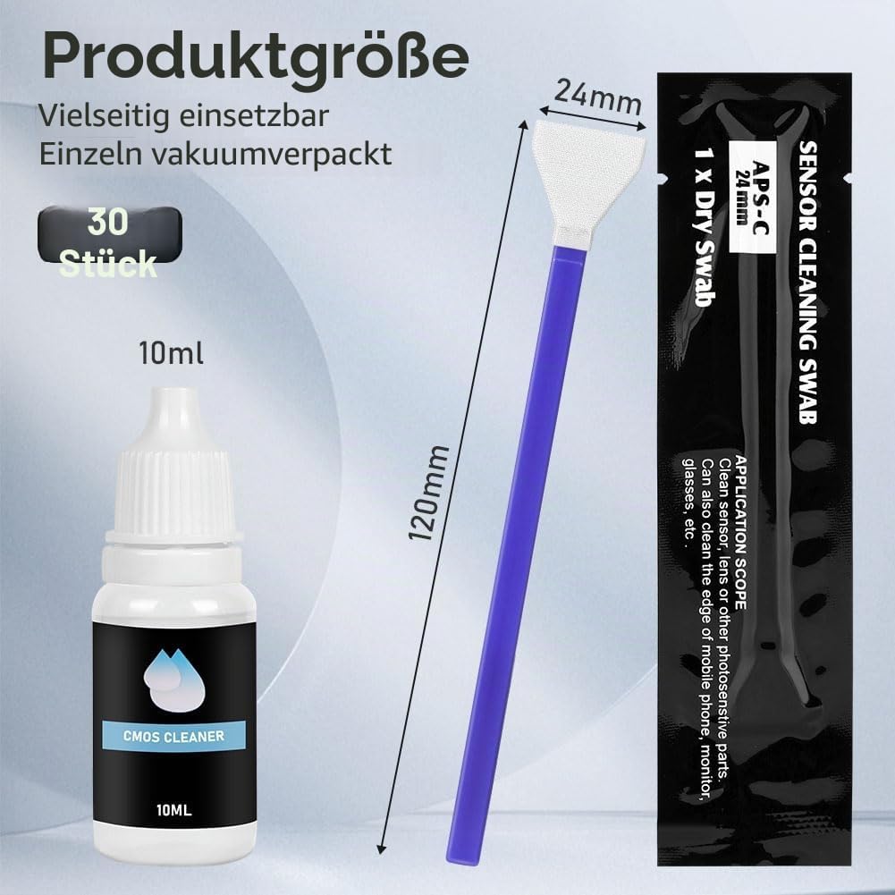 Thumbnail 1 de AYESY Sensor Reinigungsset, 30 Stück // 24 mm Sensorreinigungsstäbchen inklusive 10 ml Reiniger