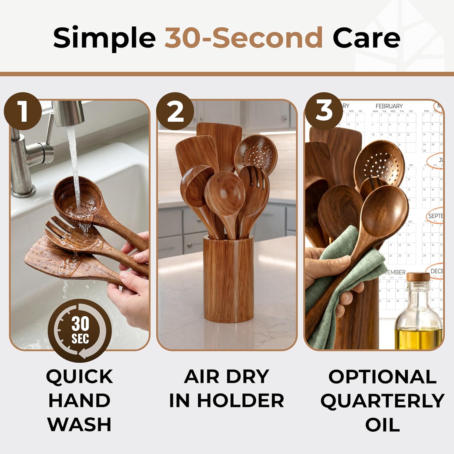 Thumbnail 3 de Wooden Utensil Set 8 Pcs teak kitchen utensils 🍽