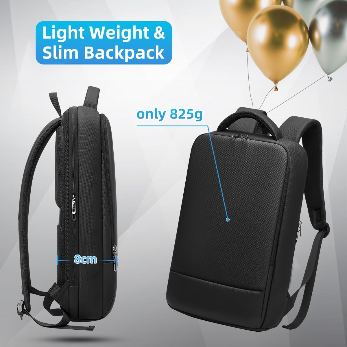 Detalle 2 de GYakeog Business-Rucksack für Herren mit Laptopfach bis 15,6 Zoll, wasserdicht – Schwarz