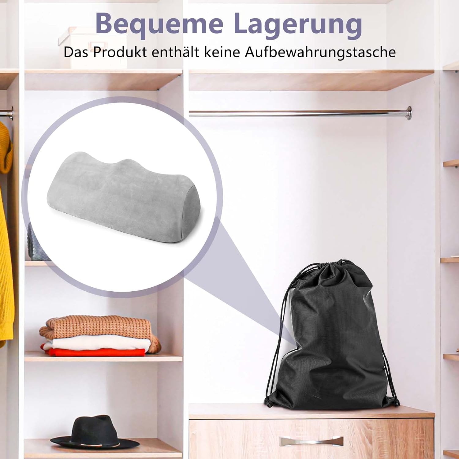 Thumbnail 6 de SeiriHelper Ergonomie-Kniekissen für Schlafen (Memory-Schaum, Hellgrau) 50 × 30 × 14,5 cm