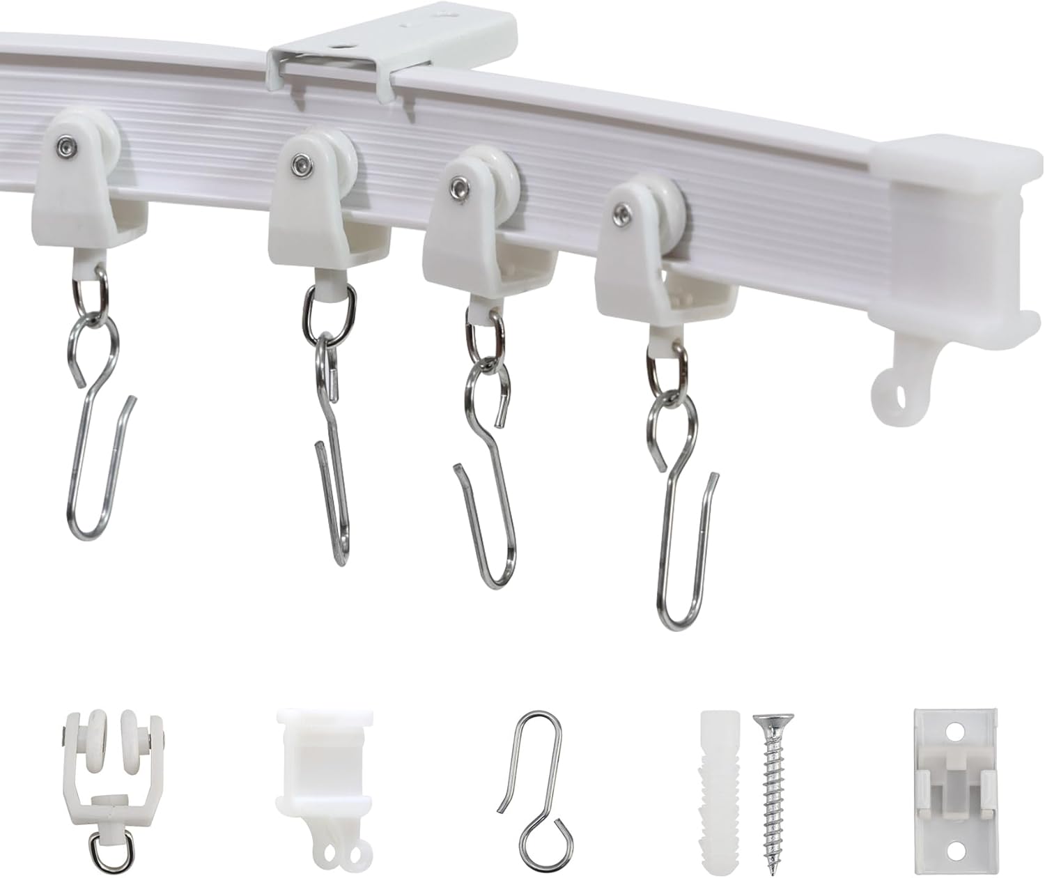 Detalle de Taaizau Flexible Deckenvorhangschiene – gebogene Schiene zur Deckenmontage, biegsamer Raumteiler (3 Meter)