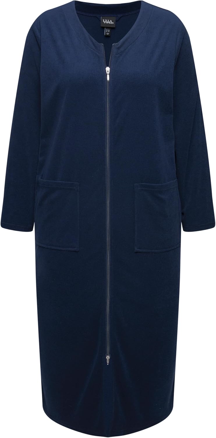 Detalle de Ulla Popken Frottee-Bademantel Robe de Chambre Femme (lot de 1) – Bleu Nuit, T. 76-78