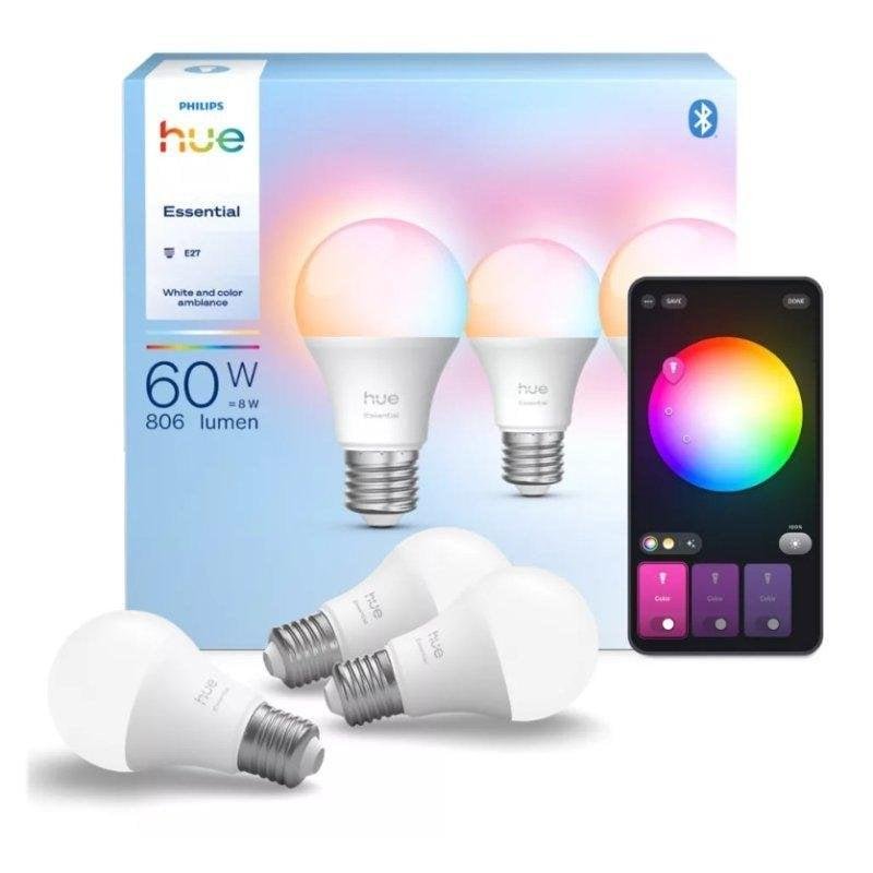 Thumbnail 1 de Hue Essentials Pack 3un: Bombillas LED Inteligentes E27 8W RGB compatibles con Alexa