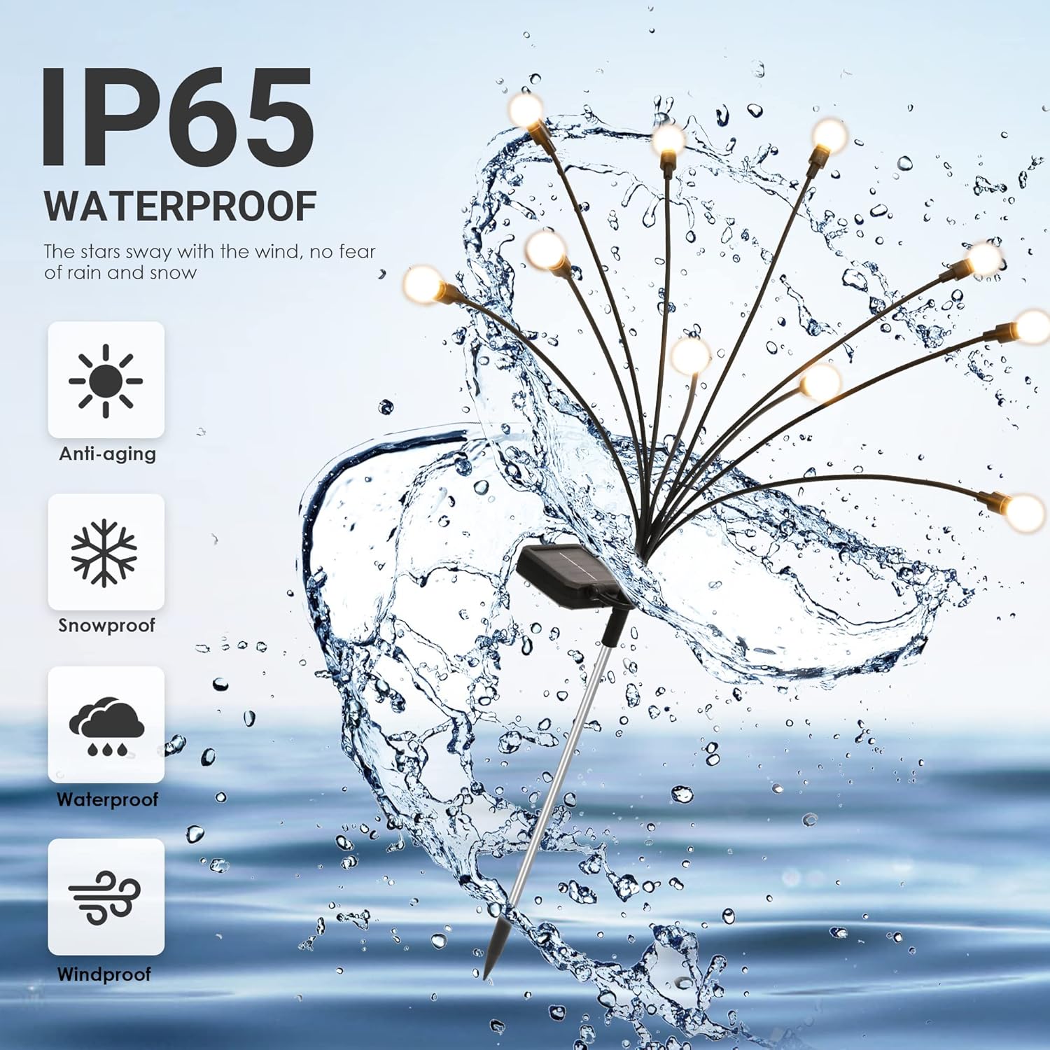 Thumbnail 3 de PATIOPIA 6er Set Glühwürmchen Solarleuchten mit 10 LEDs – wasserdicht, kabellos für Garten, Terrasse und Weg
