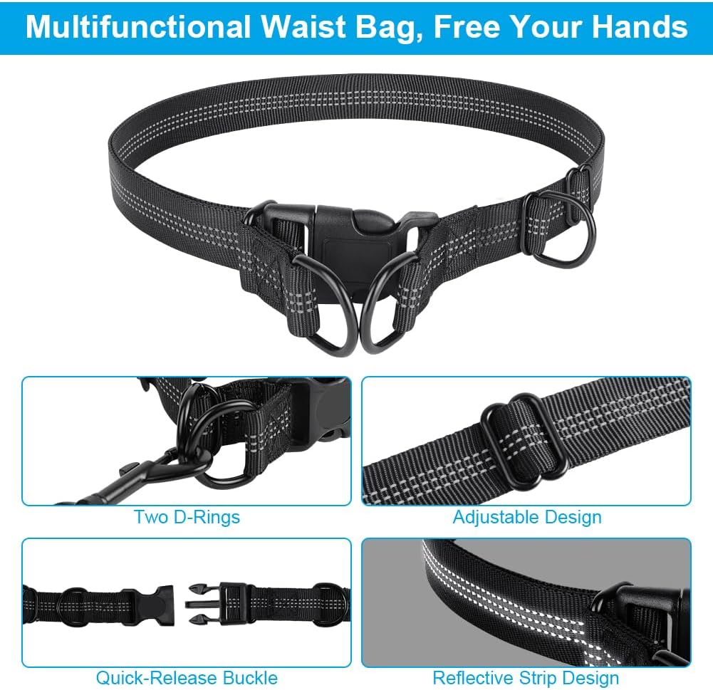 Detalle de OFFCUP Main Libre Chien — Laisse Canicross mains libres avec ceinture réfléchissante (Bleu Clair)