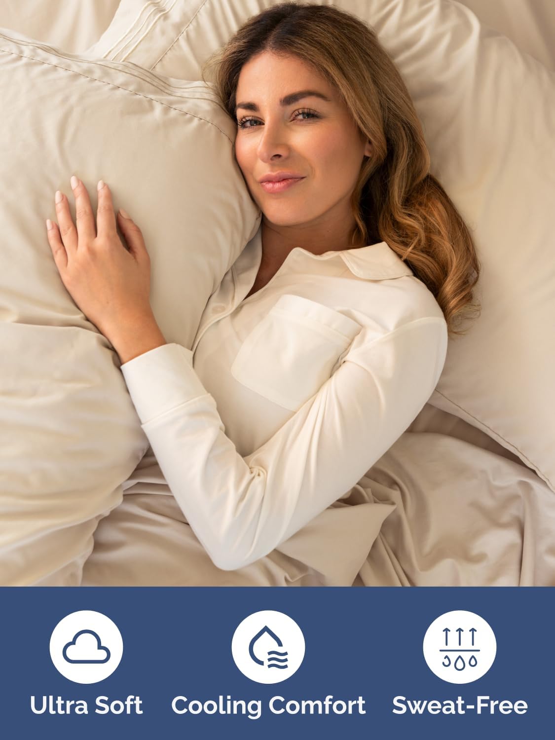 Thumbnail 2 de Extra Deep King Fitted Sheet - Hotel Luxury Wheat, 18”–24” Deep Pockets