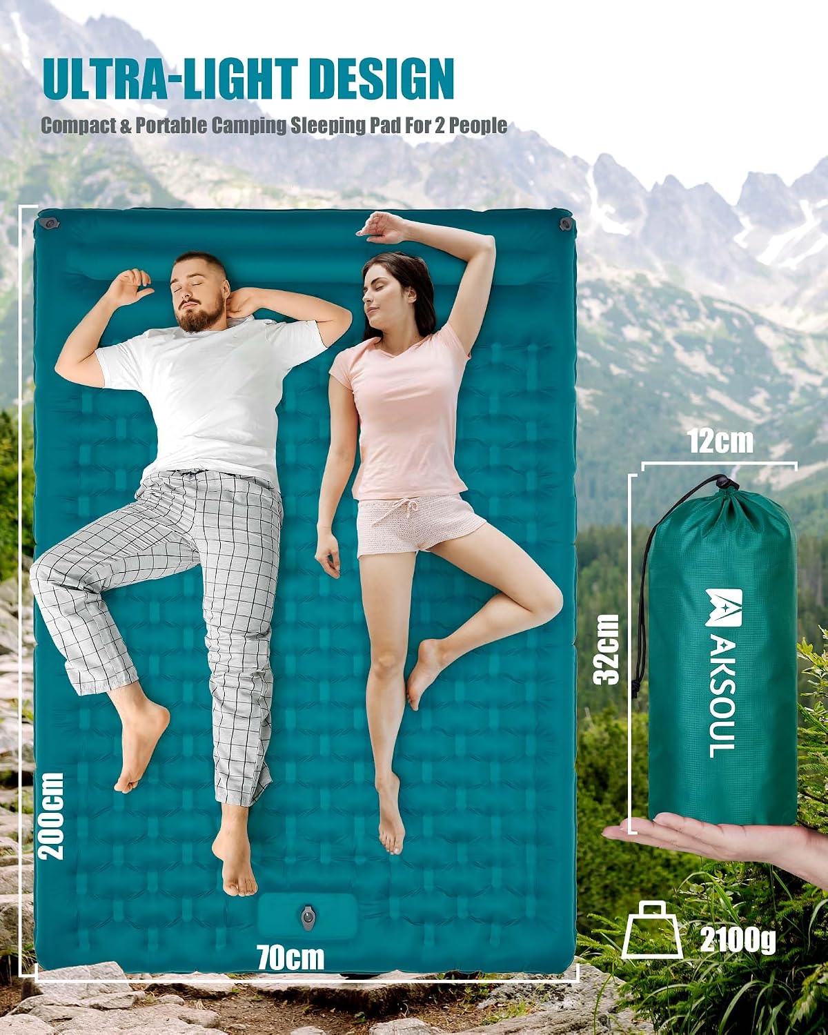 Detalle de AKSOUL camping air mat 10cm, 200kg