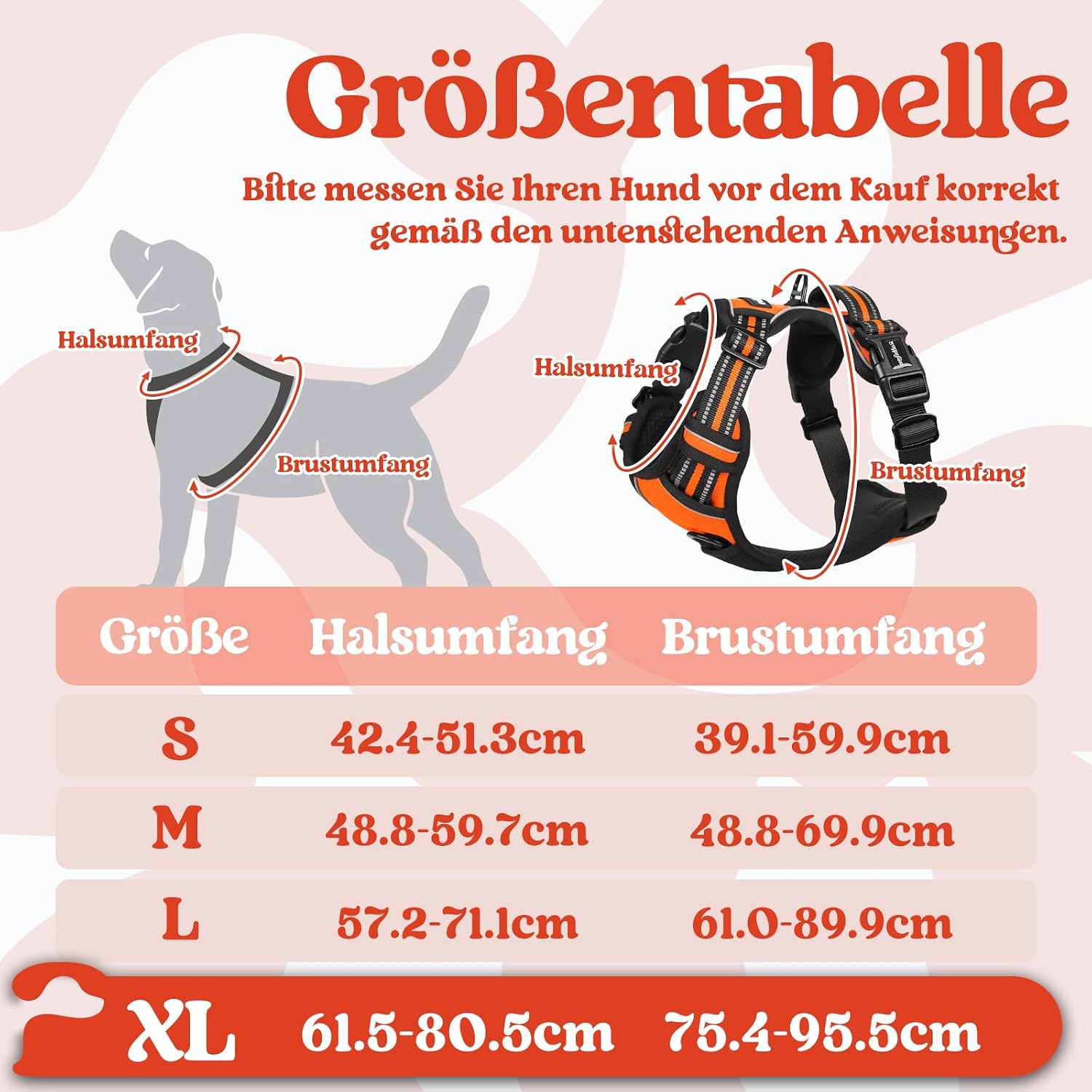 Detalle 2 de rabbitgoo Hundegeschirr Anti-Zug Orange XL