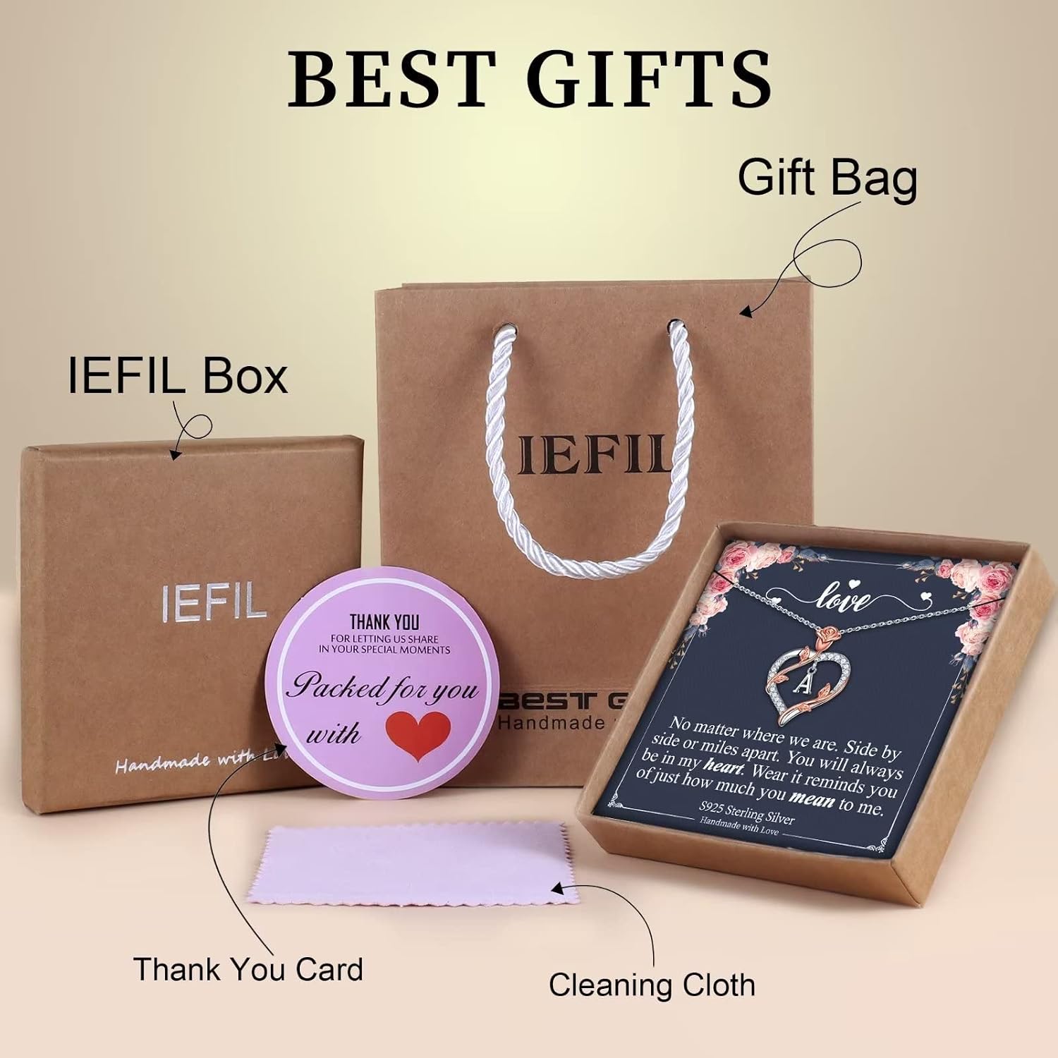 Thumbnail 5 de Iefil 925 Sterling Silver Heart Initial Necklace 20in