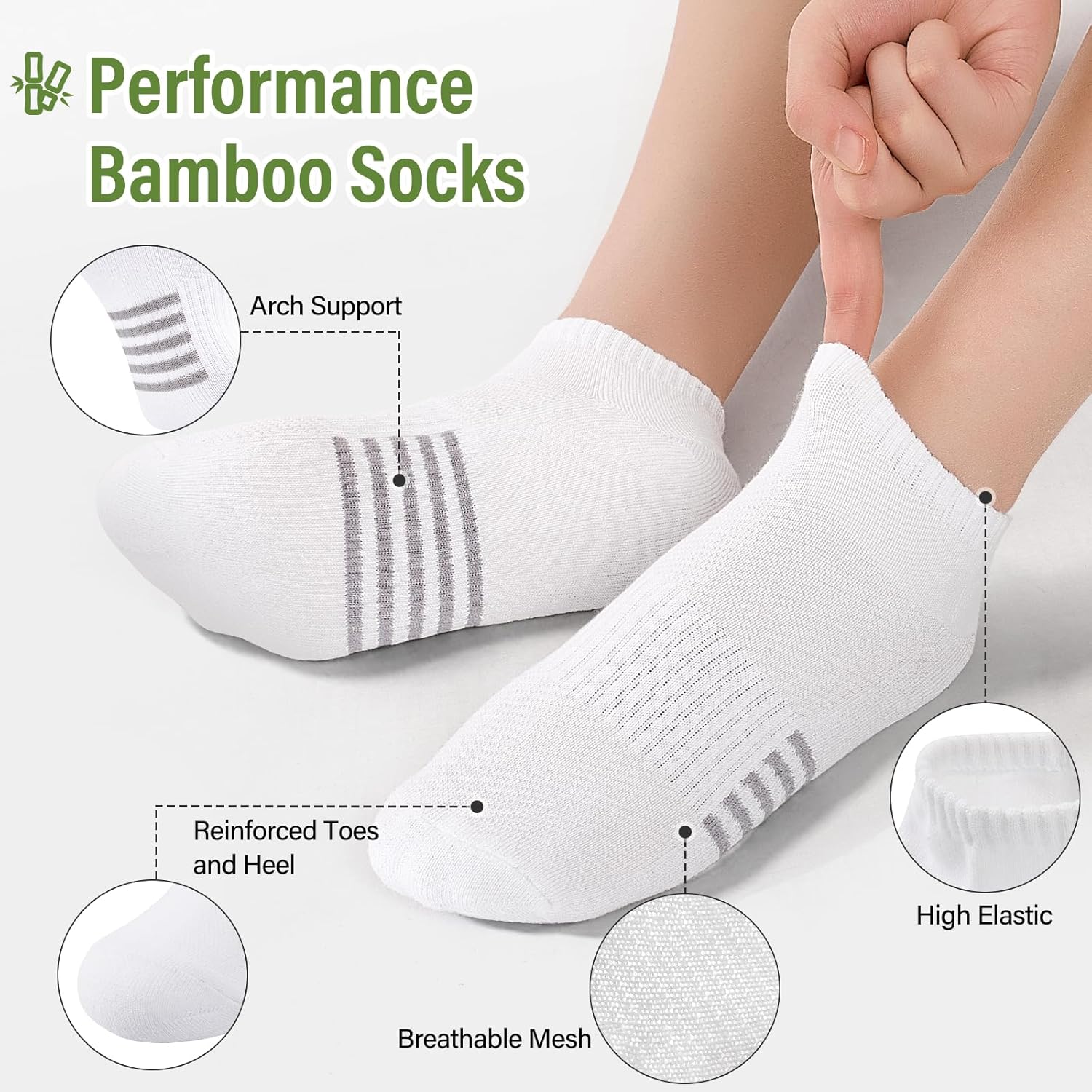 Thumbnail 2 de Effeeet Bamboo Trainer Socks Womens 6 Pairs – Breathable, Cushioned Ankle Socks for Active Women