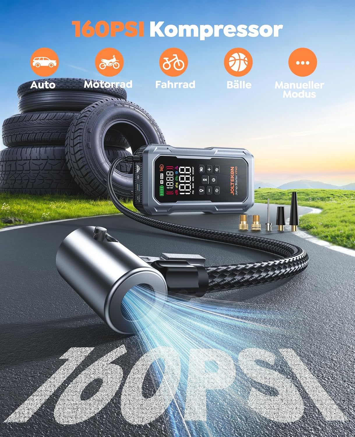 Detalle de 7000A Joltekon VP40 Starthilfe Powerbank – Startklar für Pkw, 12V Benzin/Diesel bis 12L