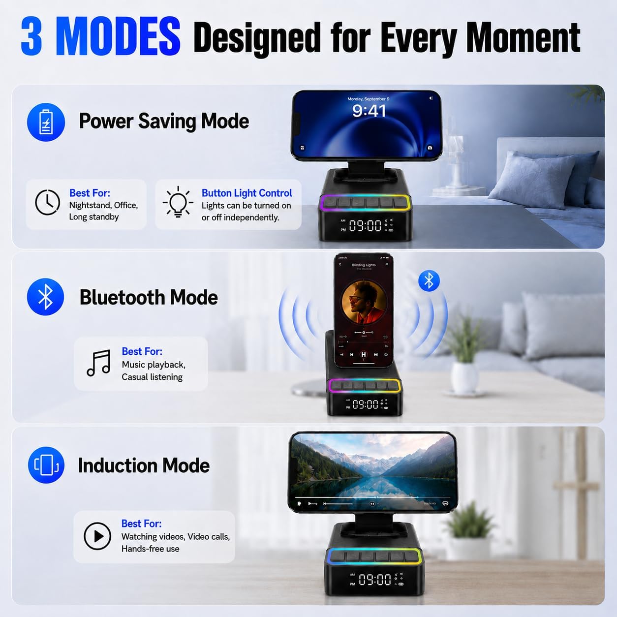 Detalle 2 de Hupoaf Bluetooth Speaker Phone Stand, 2600mAh