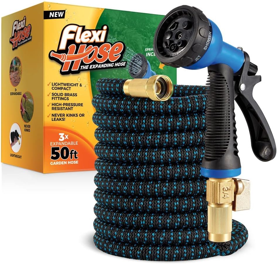 Thumbnail 6 de Flexi Hose with 8 Function Nozzle, 100FT Lightweight Expandable Garden Hose with 3/4" Solid Brass Fittings