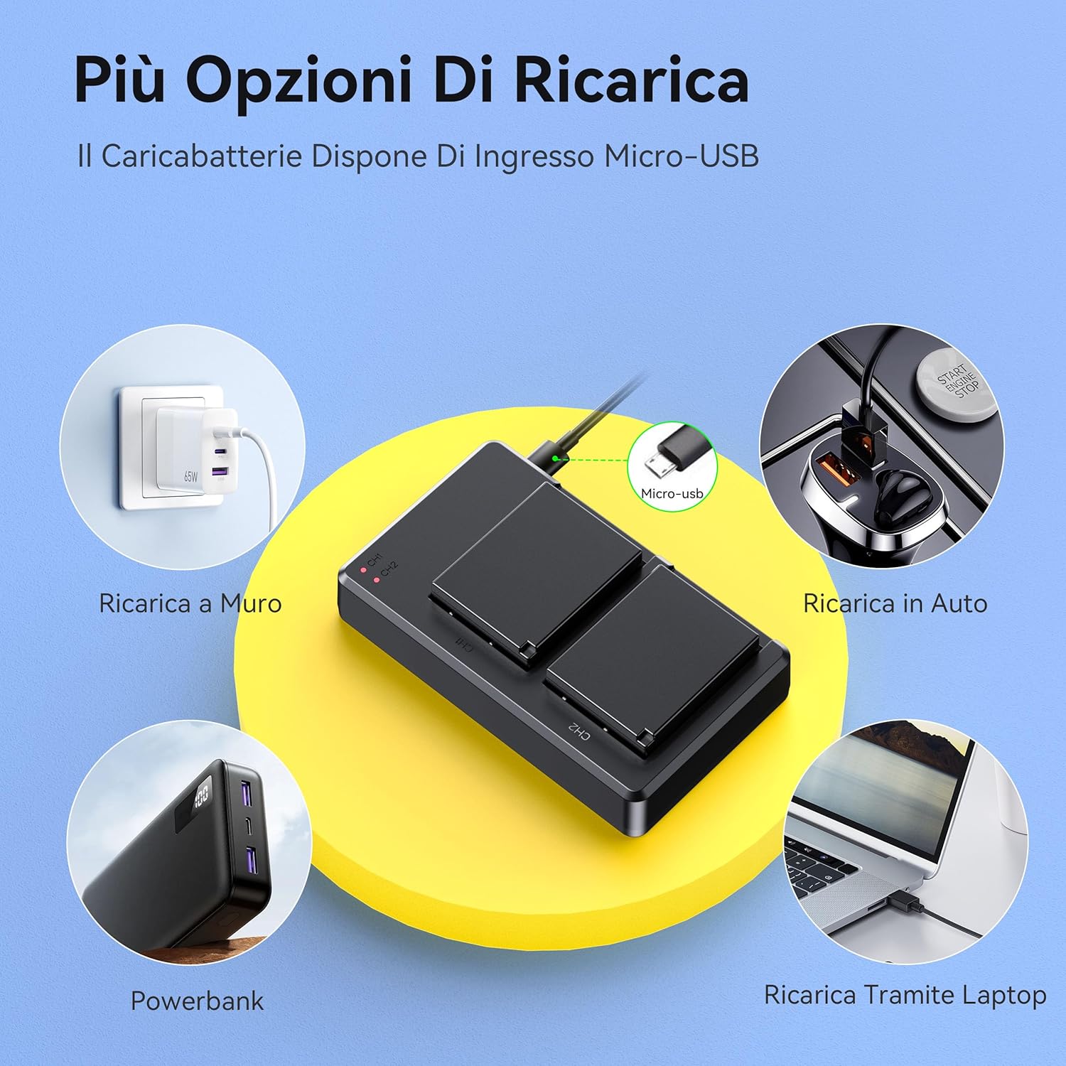 Thumbnail 3 de ENEGON NP-W126S / W126: 2 batterie + caricatore dual USB per fotocamere Fujifilm compatibili