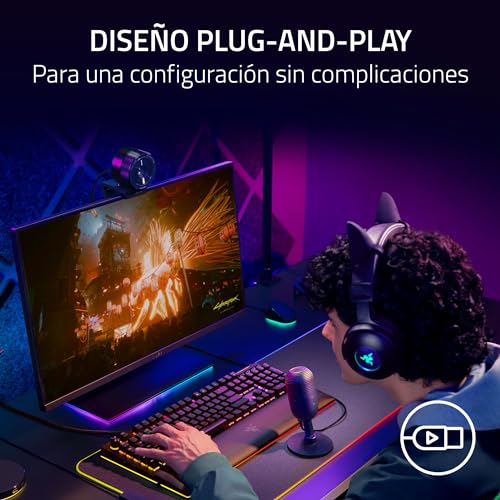 Detalle de Razer Seiren V3 Mini: micrófono USB ultracompacto con captación supercardioide y Tap-to-Mute