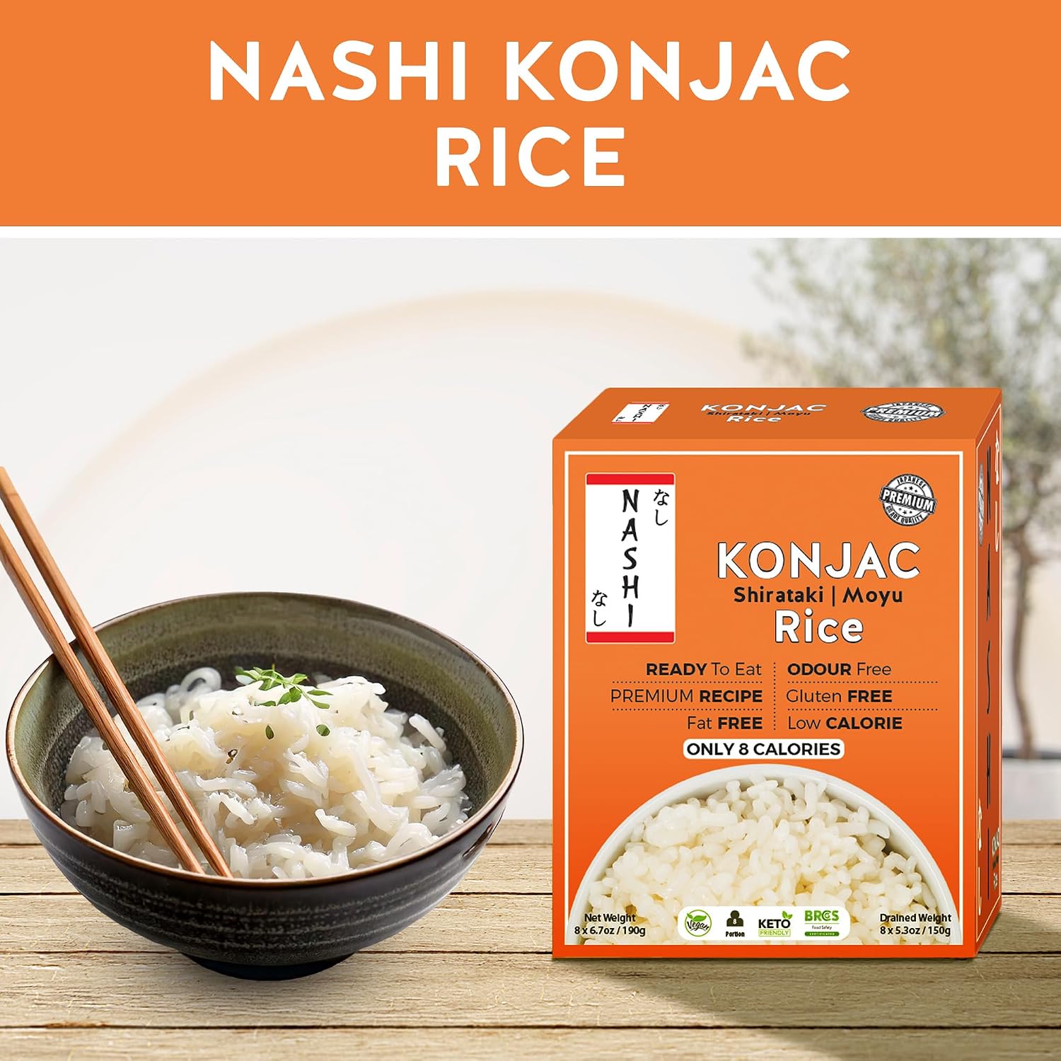 Thumbnail 5 de Nashi Shirataki Konjac Moyu Rice, Ready-to-Eat Vegan 8-Pack
