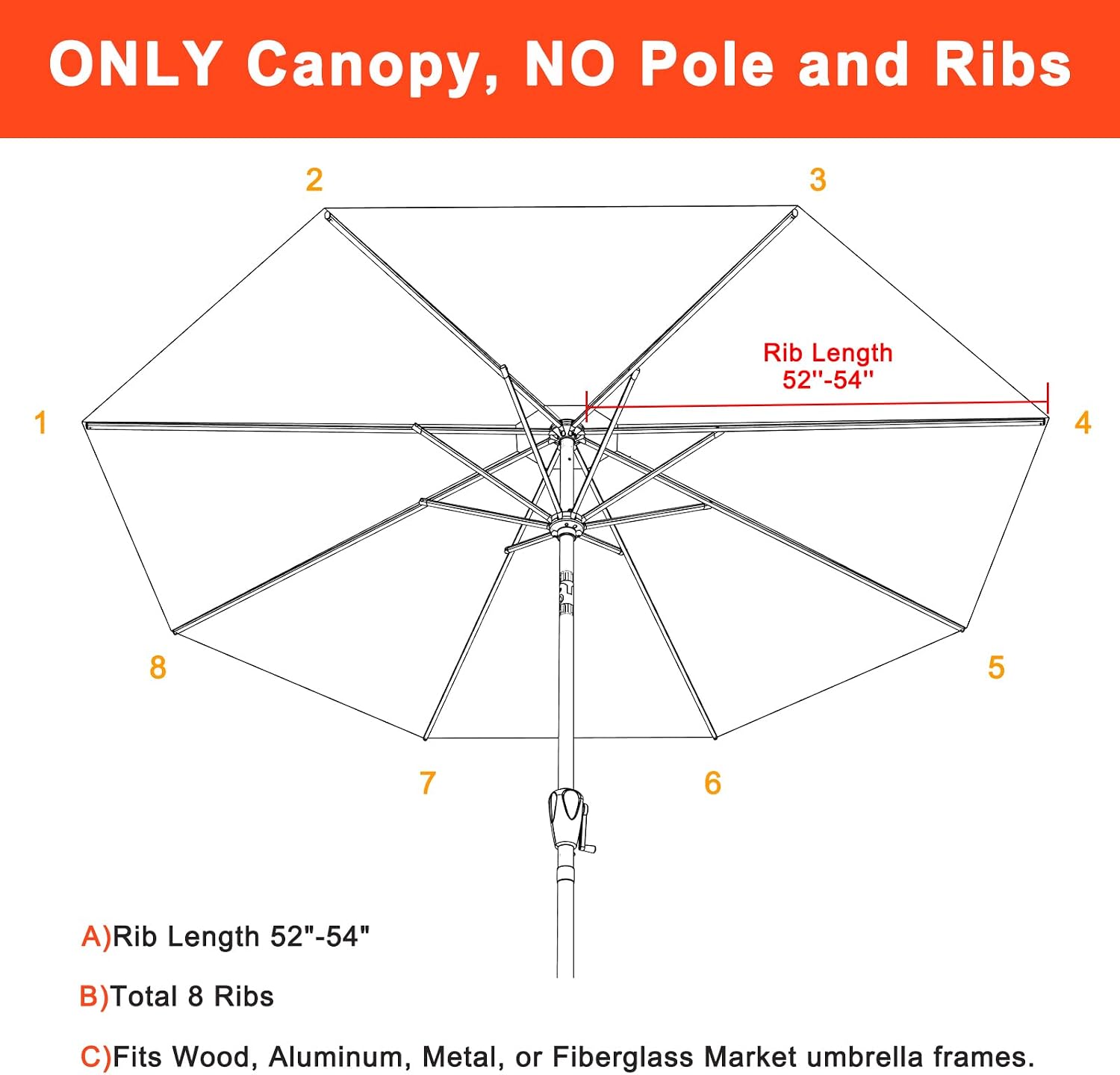 Detalle 2 de MASTERCANOPY Patio Umbrella Replacement Canopy Olefin