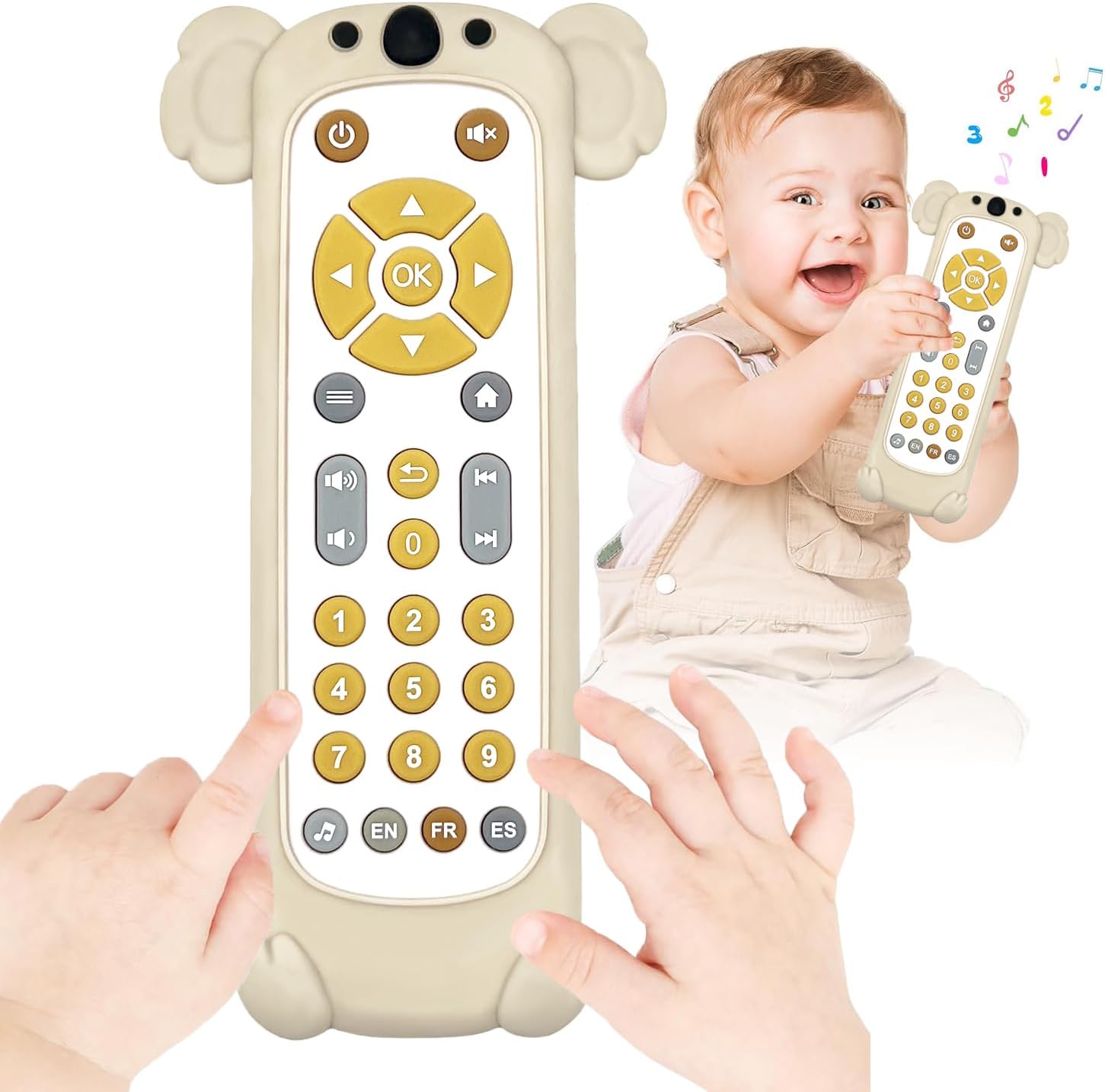 Thumbnail 6 de Realistic Baby Infant Silicone TV Remote Toy with Music and Light (Black)