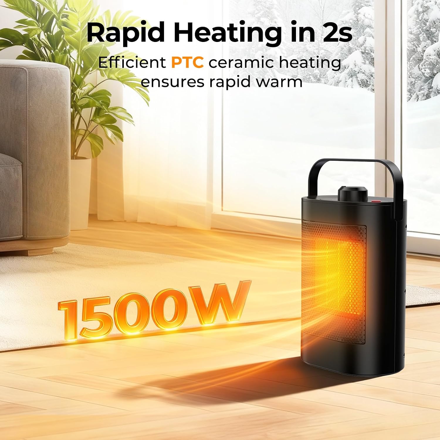 Detalle 2 de Electric Heater 1500W portable fan heater 🌡