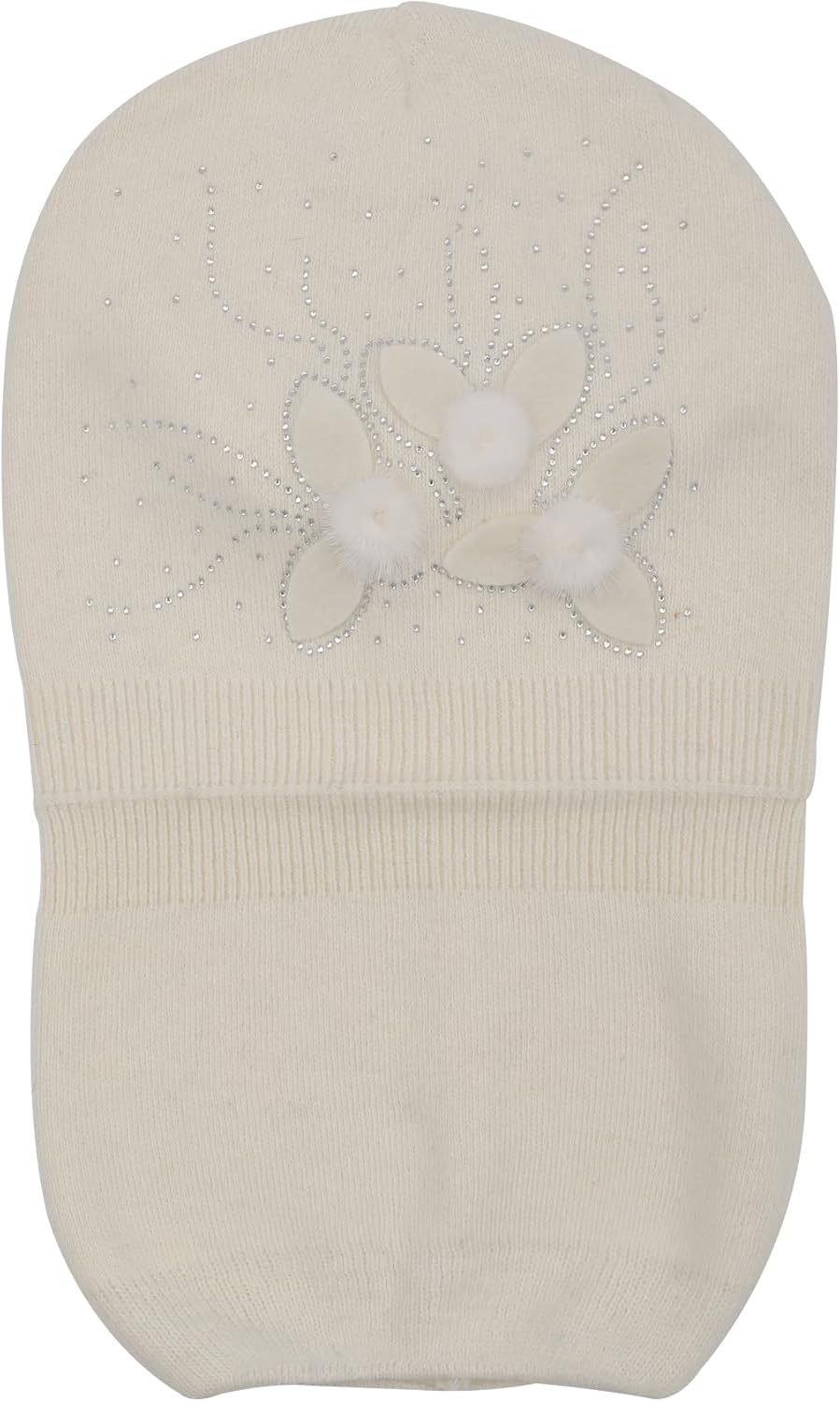 Thumbnail 5 de ZLYC Damen Strickmütze doppellagig mit Blumenmuster und Strass-Akzenten