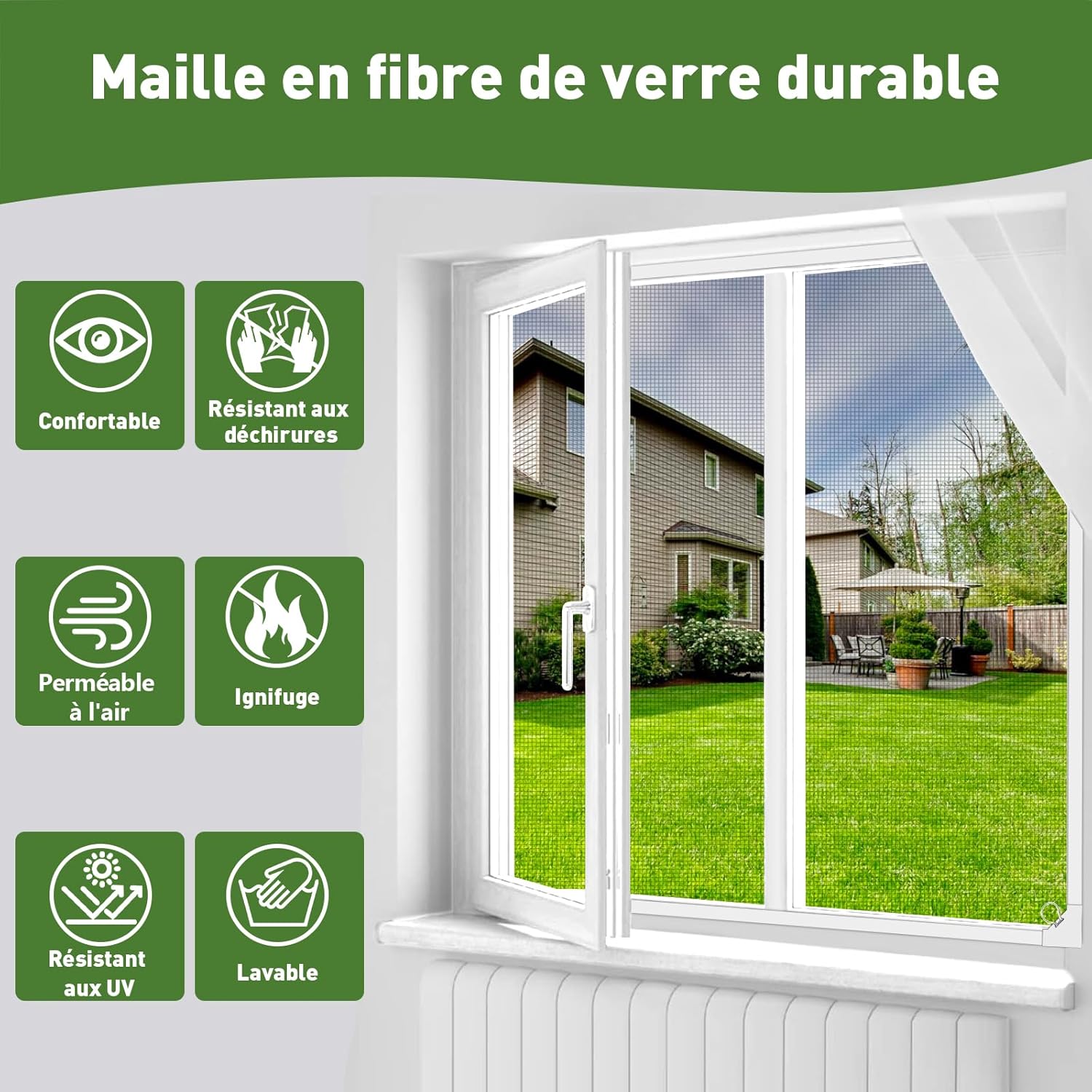 Thumbnail 2 de MLEJU Moustiquaire Fenêtre Magnétique — Fixation sans perçage, cadre détachable et tissu en fibre de verre jusqu’à 130 × 150 cm