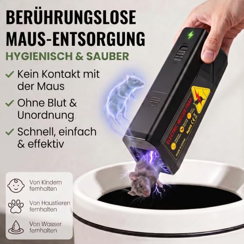 Detalle de HOAMZ Elektrische Mausefalle 2000V – Humane Innenraumschädlingsbekämpfung für kleine Mäuse