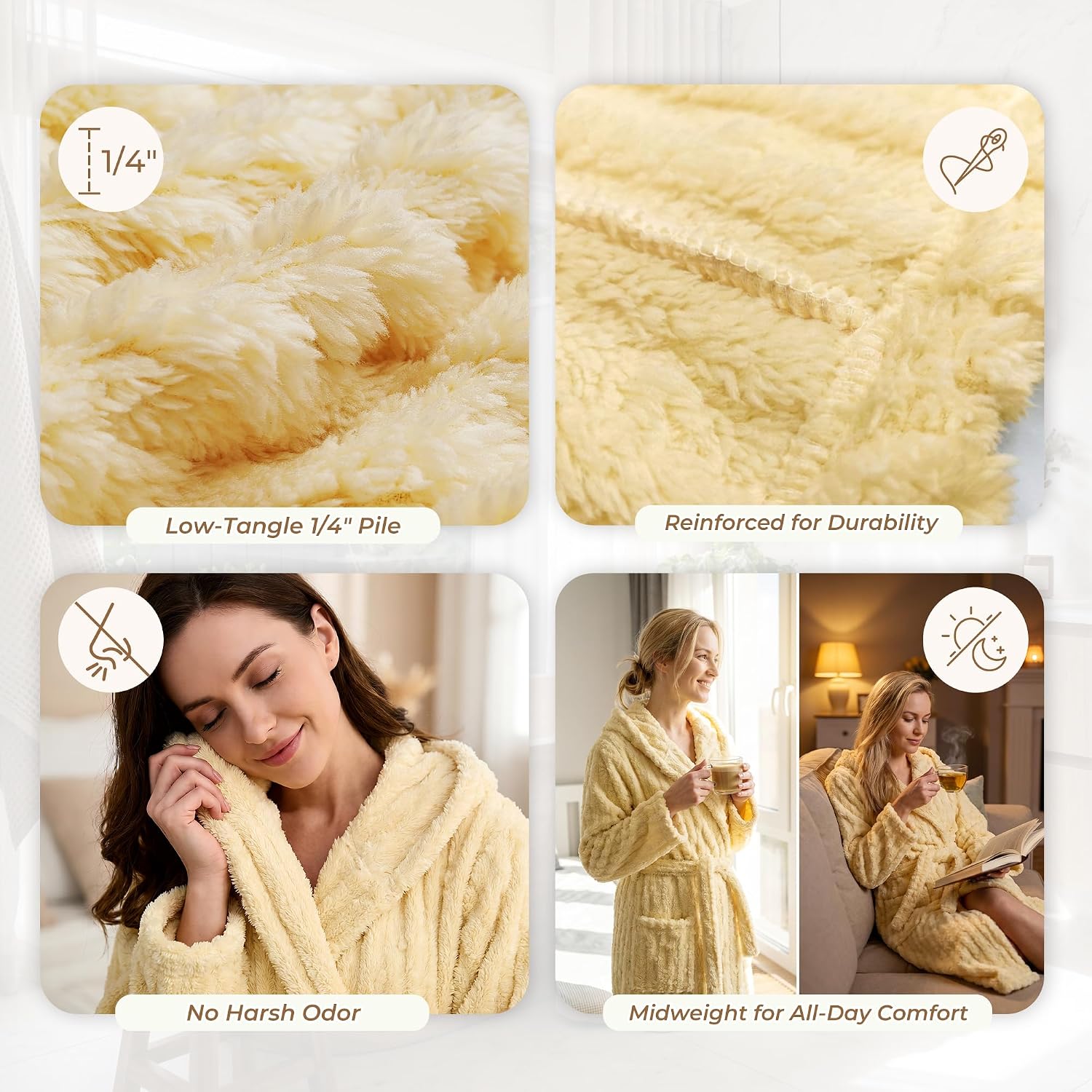 Detalle 2 de HEARTNICE Women's Hooded Robe, Yellow