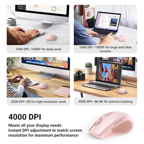 Detalle de UGREEN Wireless Mouse: 40dB Silent, Ultra-long Battery Life