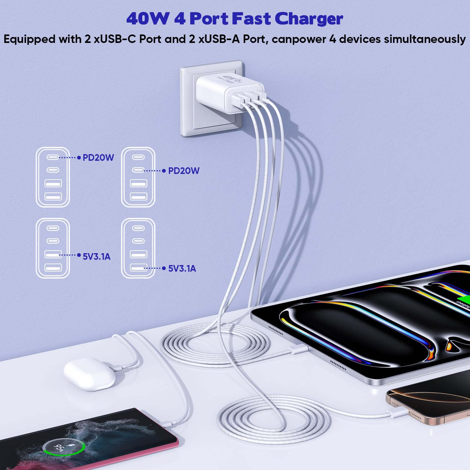 Detalle de 10-Foot USB-C to C Charger for iPhone 17 Pro ⚡