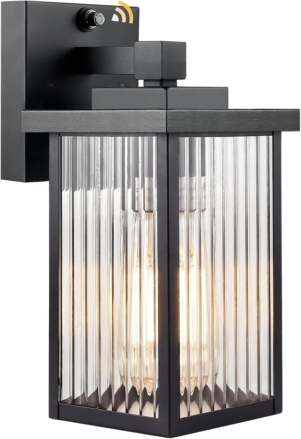 Detalle de hameso G009 Outdoor Wall Light with Ribbed Glass and Dusk-to-Dawn Sensor