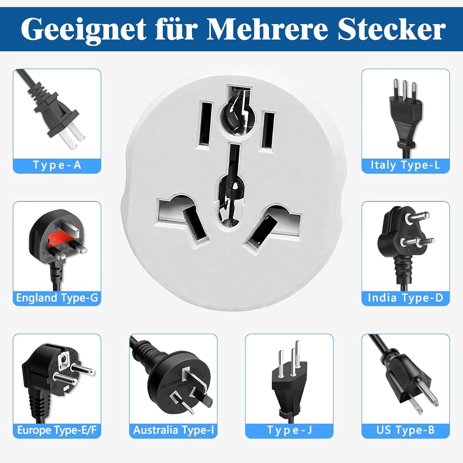 Detalle de 2er-Set UK auf EU Reiseadapter 2500W 16A – Universal Reiseadapter Weiß