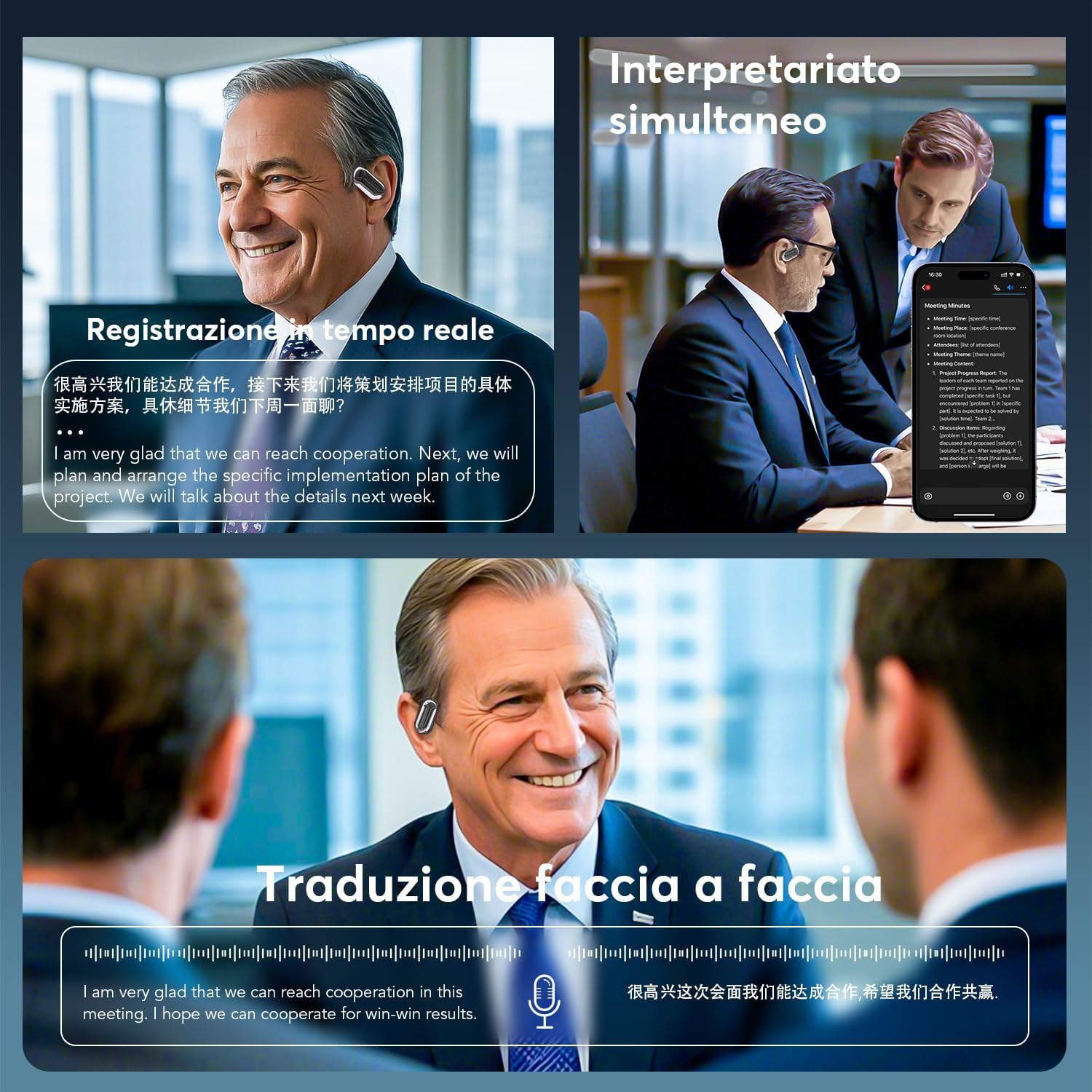 Thumbnail 6 de AI Cuffie Traduzione Simultanea 188 Lingue – 4 in 1, Bluetooth 6.1, 60h, Open-Ear