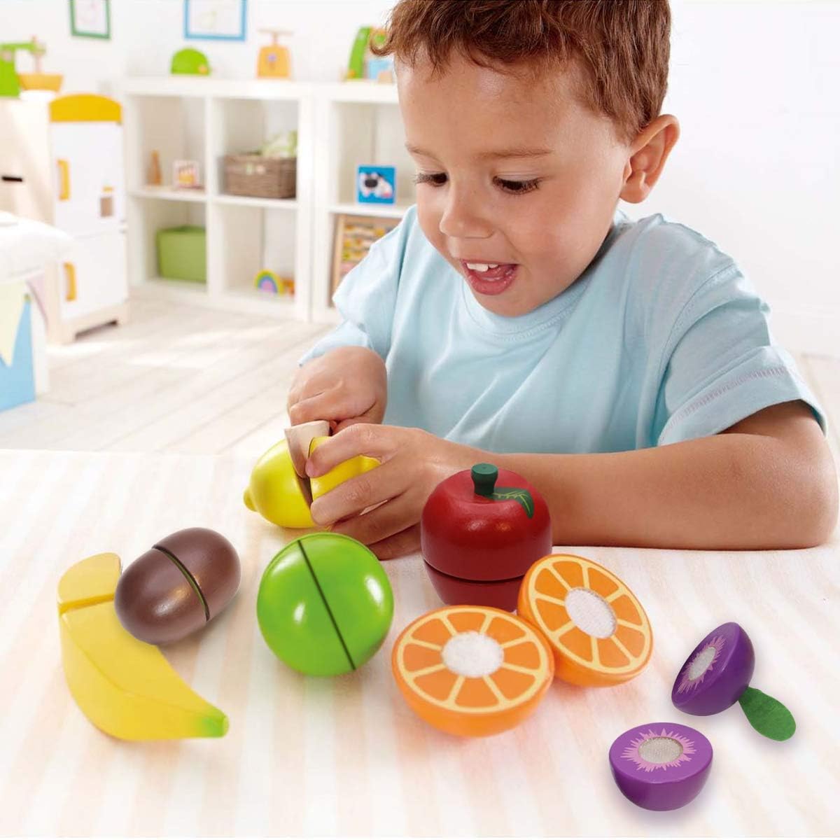 Thumbnail 5 de Wooden Play Food Cutting Set for Kids 🍎