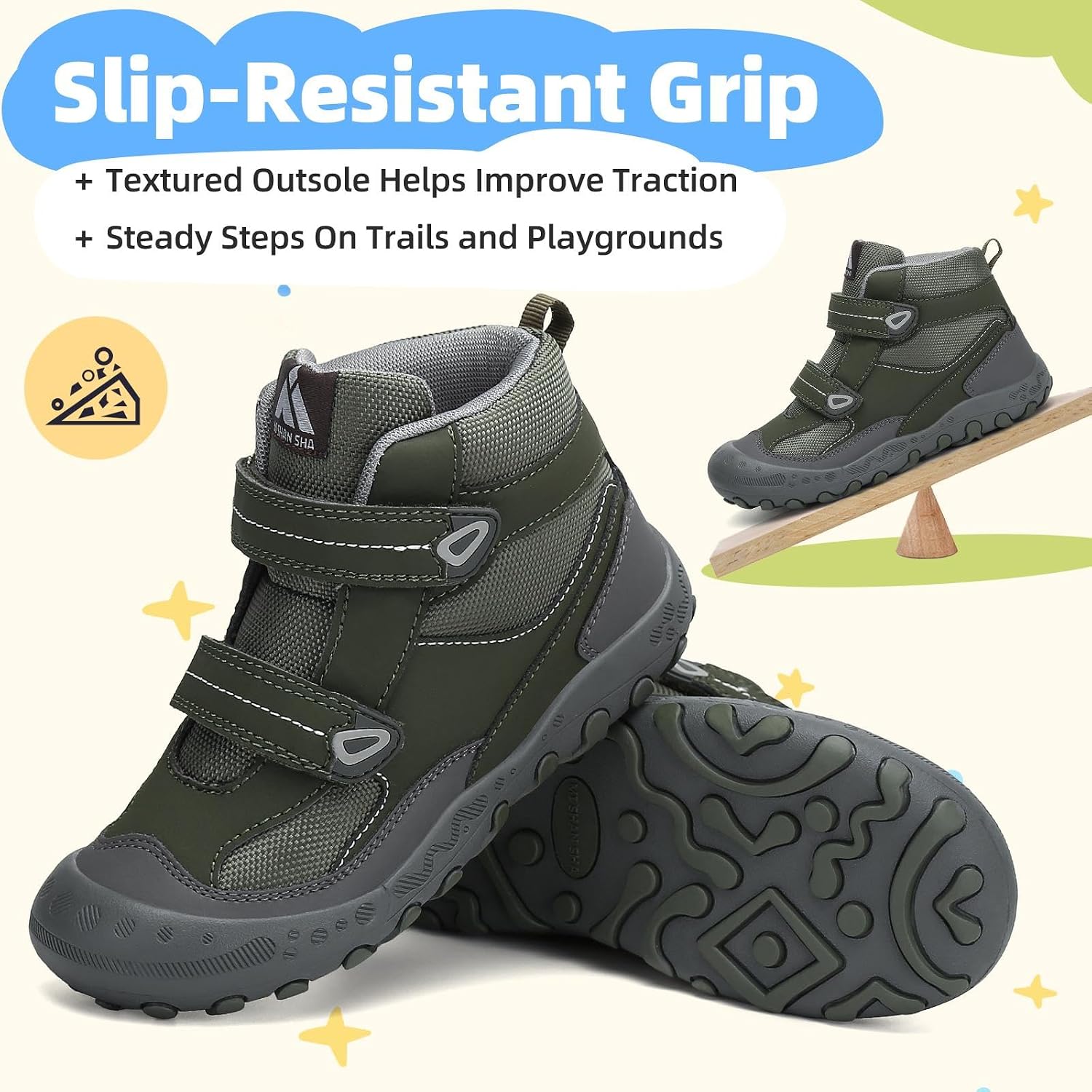 Detalle de Mishansha Kids Water Resistant Hiking Boots — Anti-Collision Toe, Anti-Skid Outsole