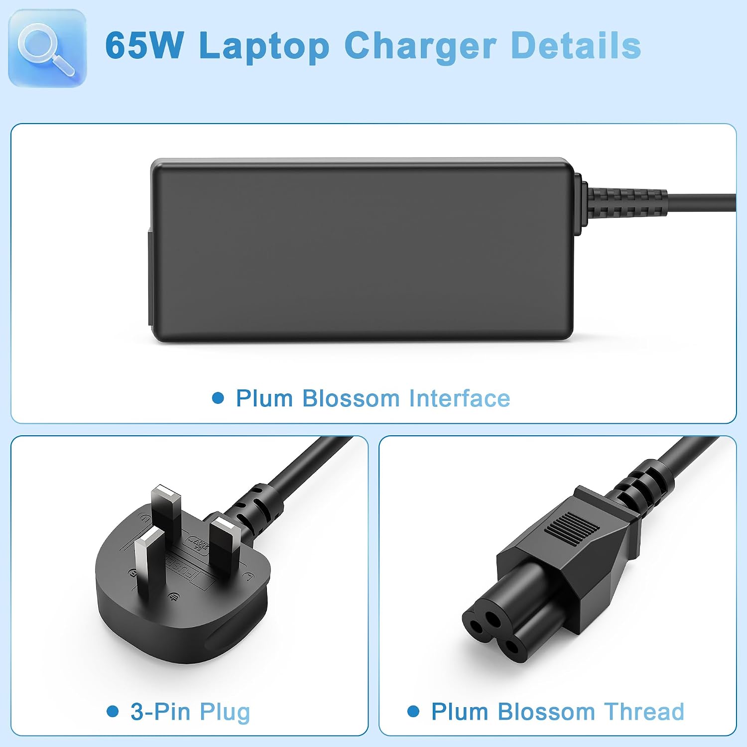 Detalle de FUDCOCWN 65W Laptop Charger for Dell Inspiron, Latitude and Vostro Series