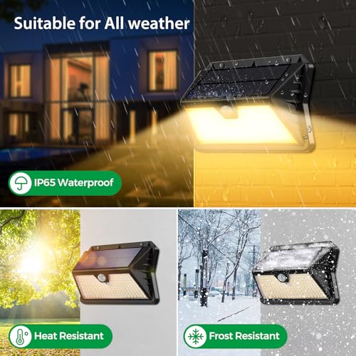 Detalle de Luce Solare LED Esterno OUILA: Faretto LED con Sensore di Movimento 185 LED, IP65, 2 pezzi (Bianco caldo)
