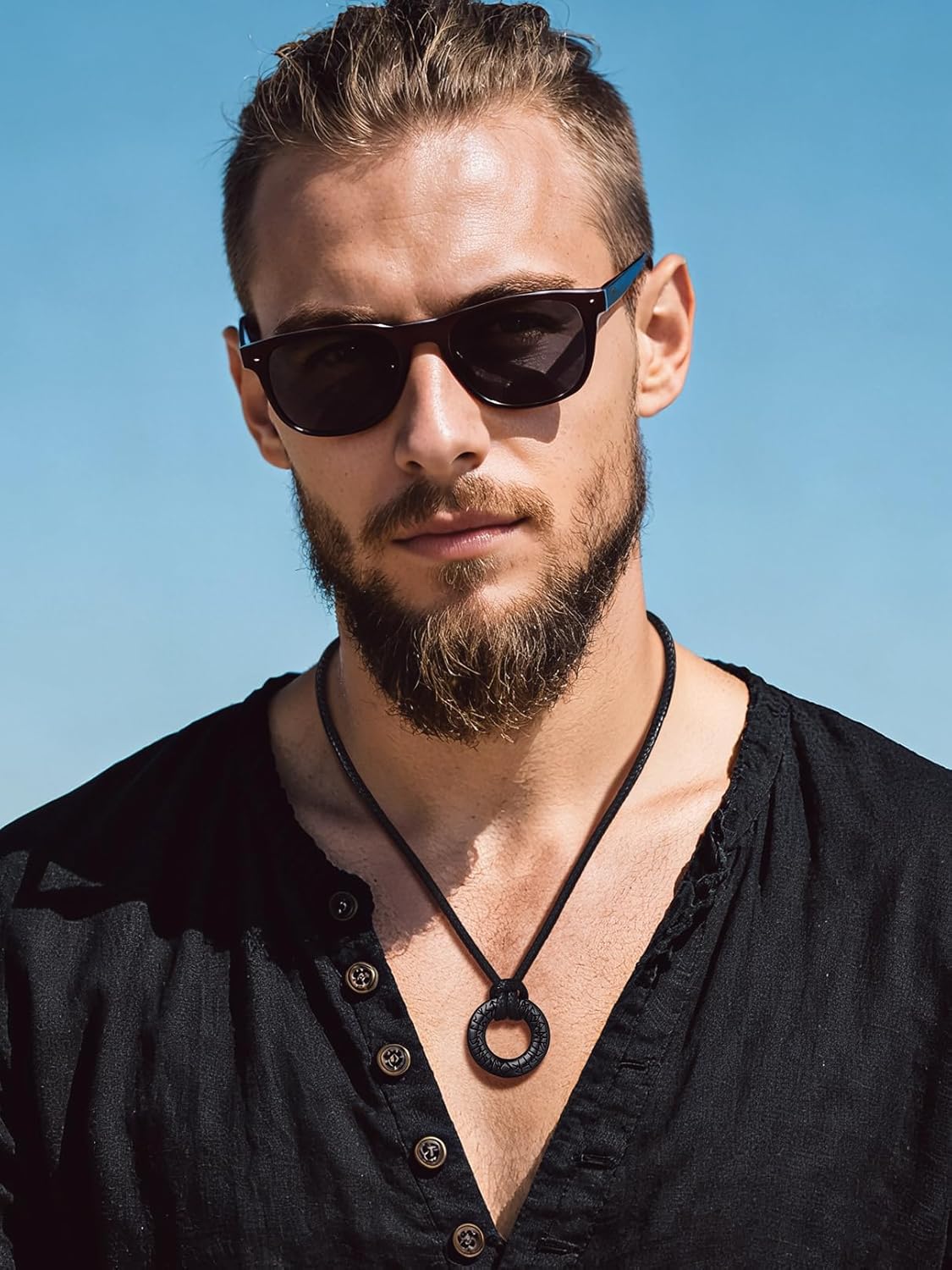 Thumbnail 1 de Bandmax Collier Rune Viking Homme/Noir avec Pendentif Möbius et Chaîne réglable 46–76 cm