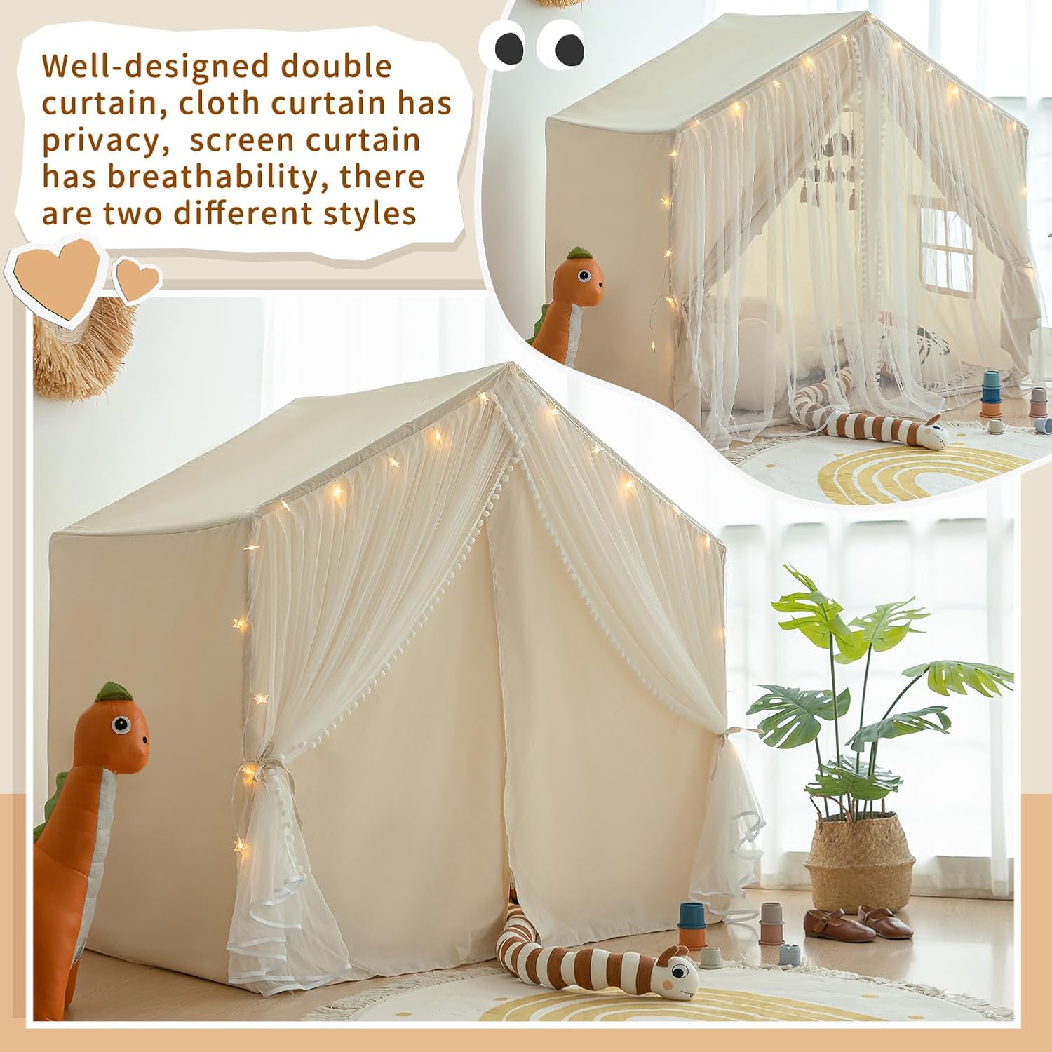 Detalle de Kids Play Tent with Padded Mat (Princess Castle) — Indoor Playhouse for Toddlers