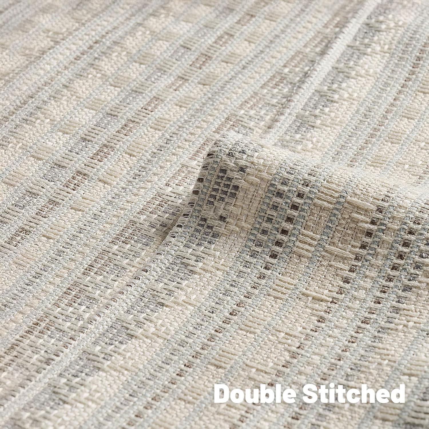 Detalle 2 de Ystyle housse de coussin 60x60 (lot de 2) en chenille à rayures champêtres gris/blanc
