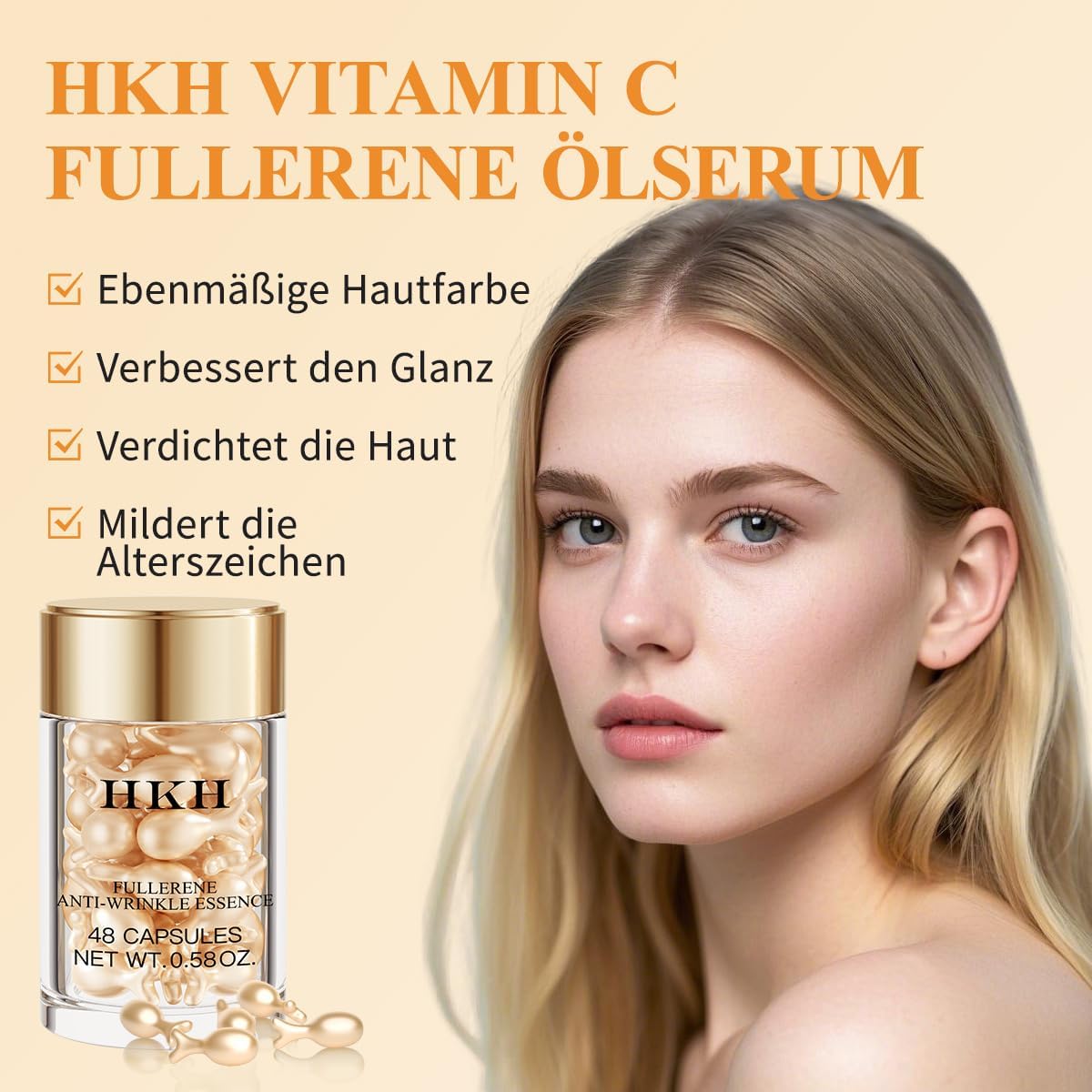 Detalle de HKH Vitamin C Face Serum Capsules with Vitamins C & E and Niacinamide