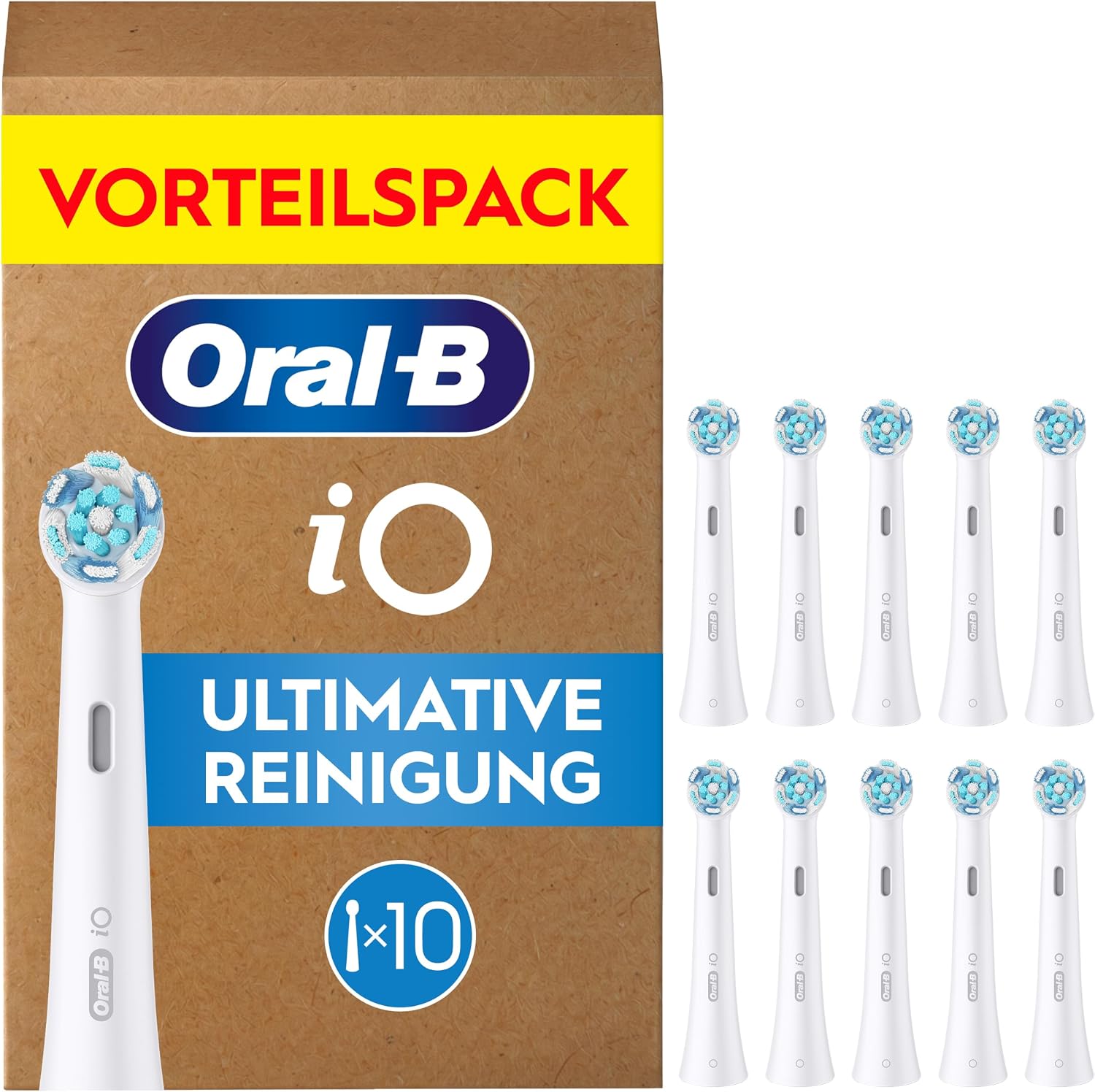 Detalle de Oral-B iO Ultimative Reinigung Aufsteckbürsten – ORIGINAL Zahnbürstenaufsatz, Weiß, 10er Pack