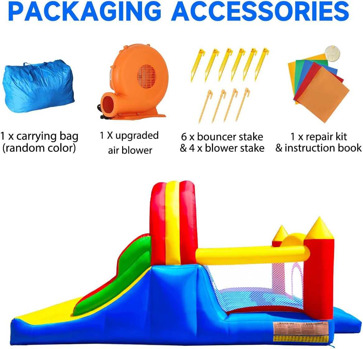 Thumbnail 6 de Ballsea Large Inflatable Bounce House with Dual Slides and Climbing Wall – 4.88 x 2.23 x 2.2m
