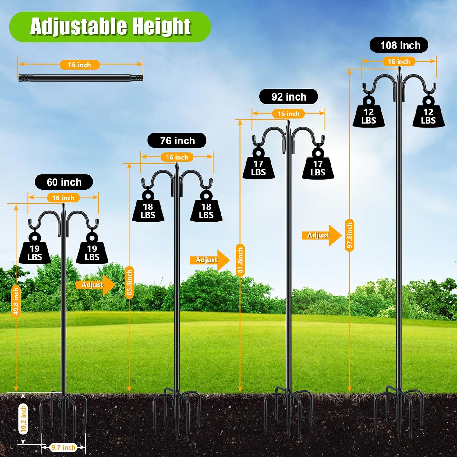 Detalle 2 de Gtongoko Bird Feeder Pole, 77-Inch
