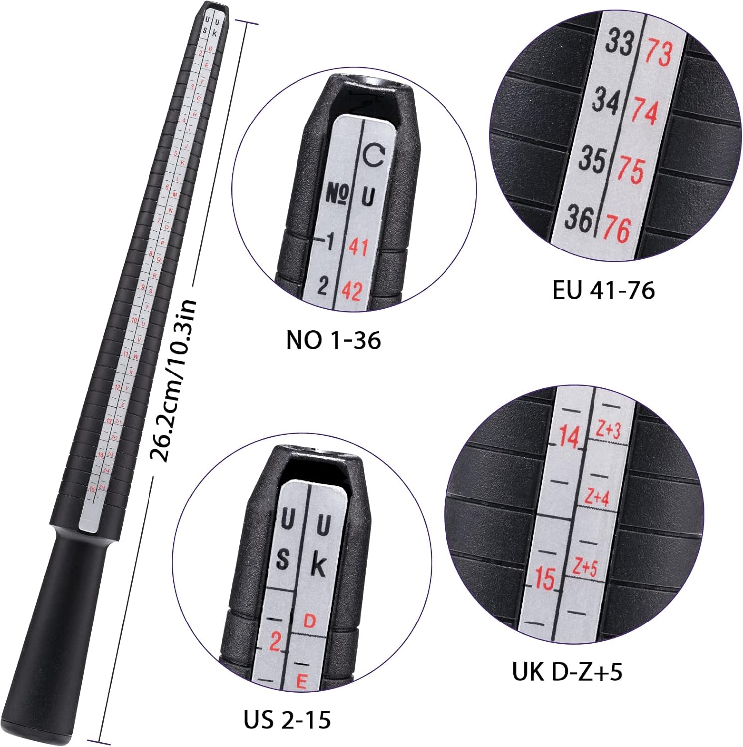 Detalle de DoGeek Ring Sizer: metal steel ring measurement scales for UK sizes A-Z