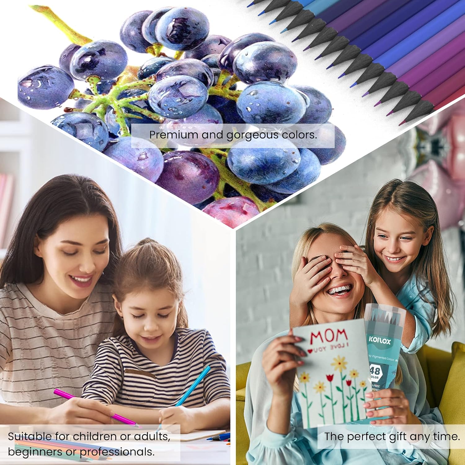 Detalle 2 de Koilox 48 Colours Oil-Based Erasable Pencils