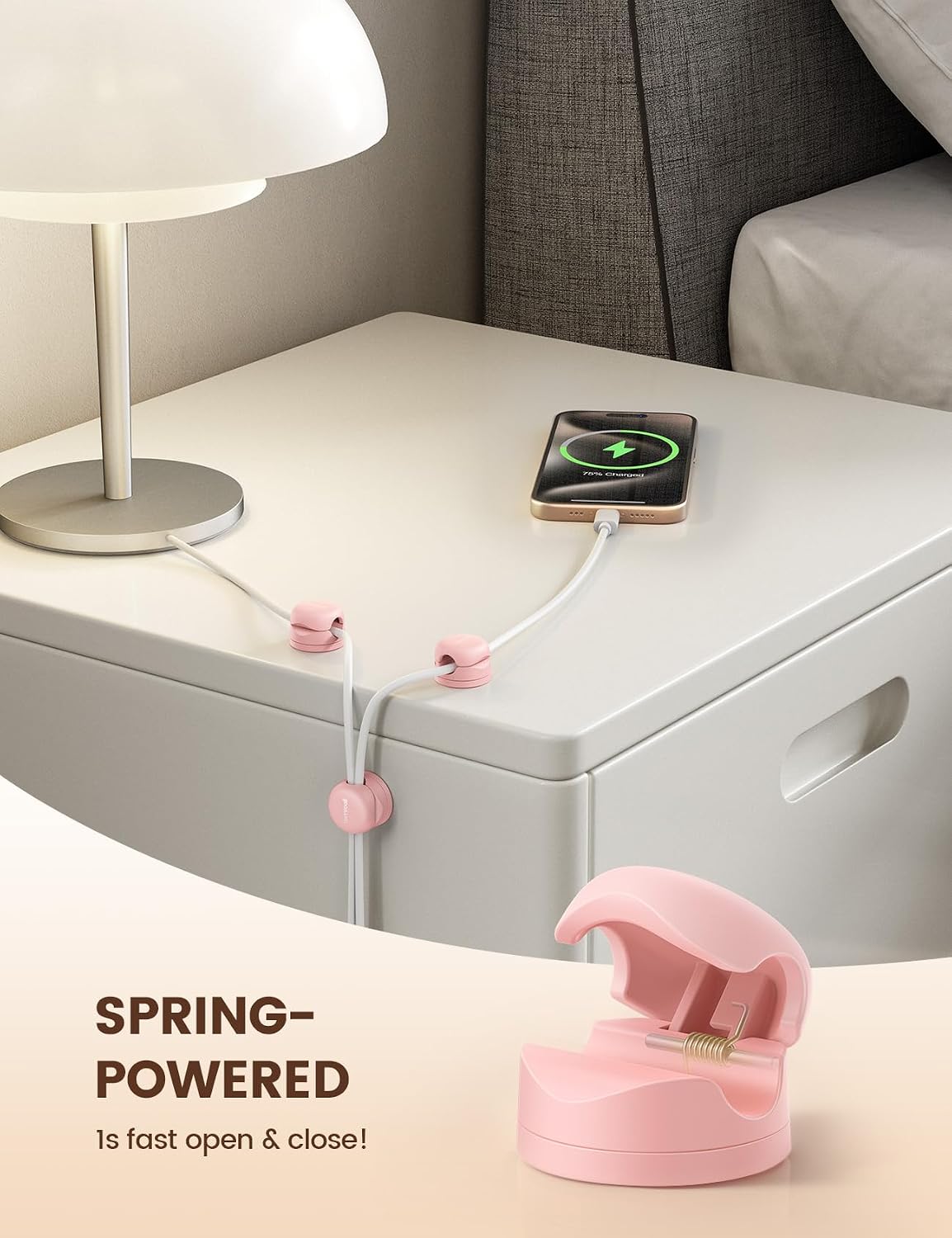 Detalle 1 de Lamicall 6-Pack Pink Rotatable Spring Cord Clips, 360° Swivel