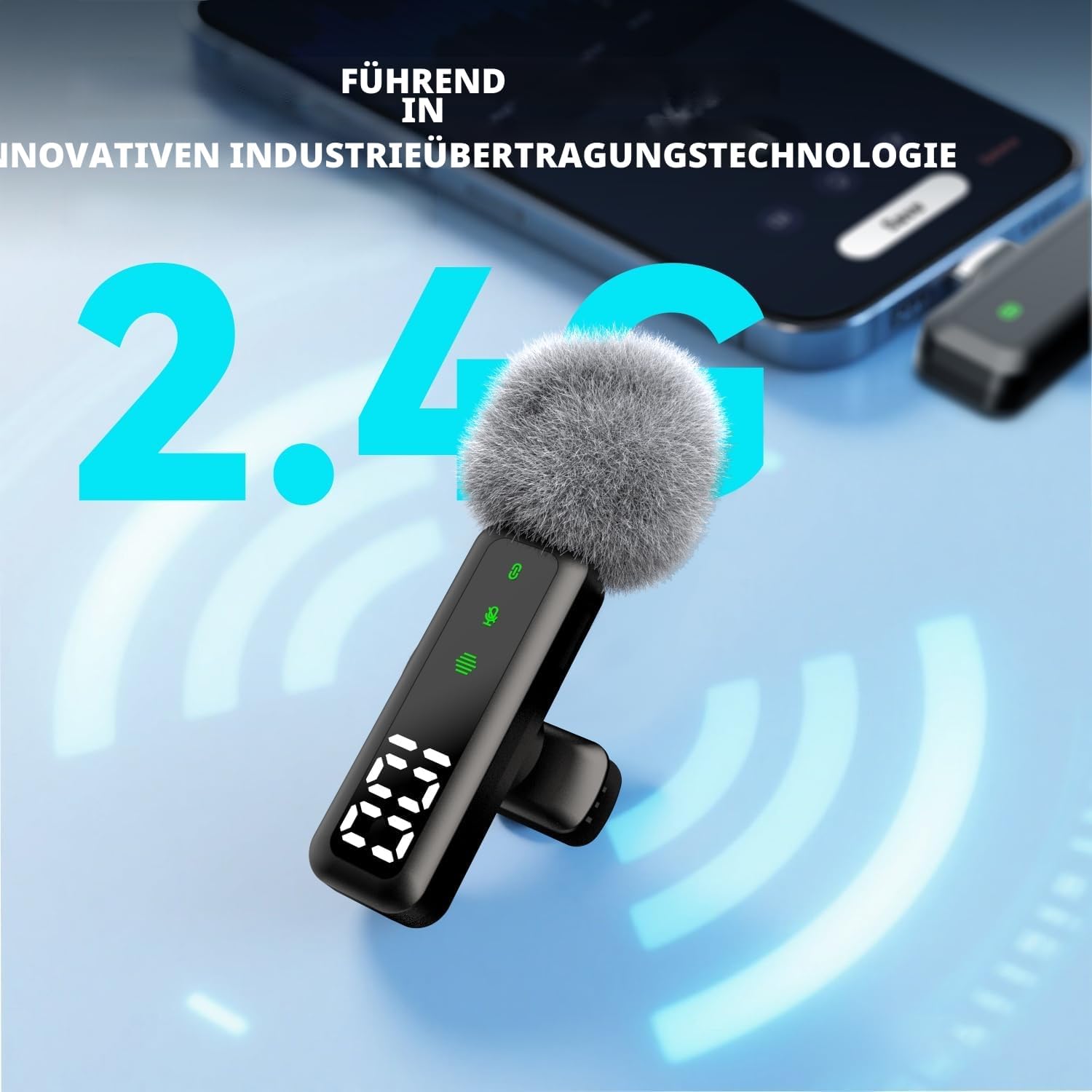 Thumbnail 4 de XIXIXIAXIA kabelloses Lavalier Mikrofon mit LED-Batterieanzeige (Clip-on, Schwarz)