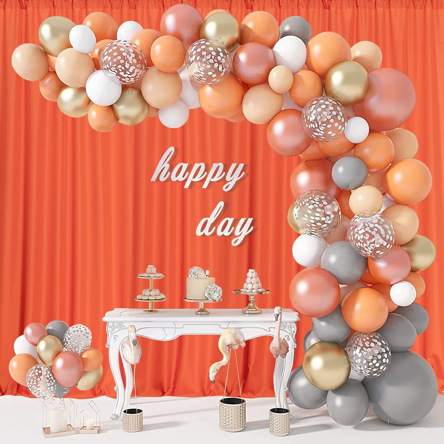 Detalle 2 de Orange Backdrop Curtains, 5 ft x 10 ft