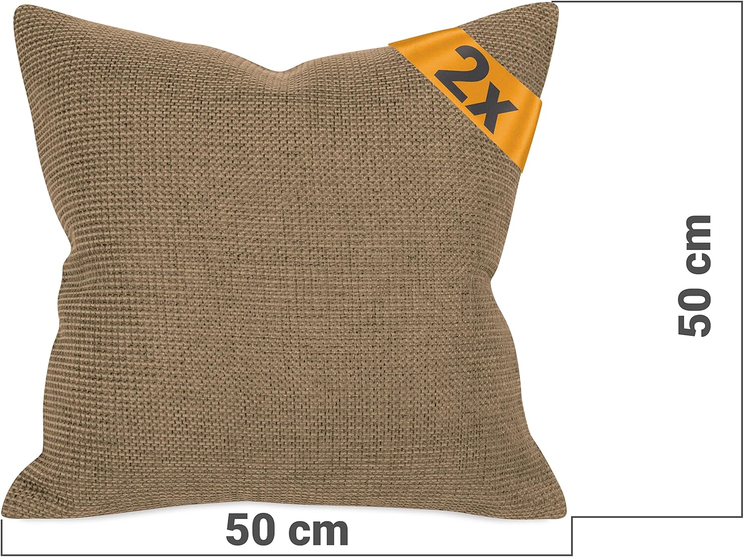 Thumbnail 2 de npluseins Lot de 2 Housse Coussin 50x50 Nougat chiné – Tissage texturé et style raffiné