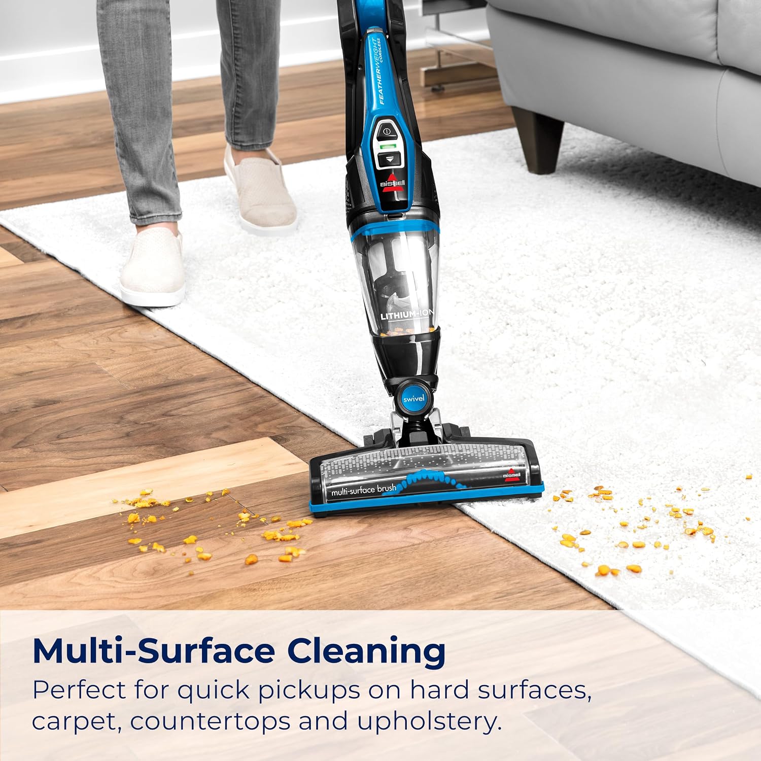 Detalle de Bissell 3061 Featherweight Cordless Stick Vacuum (Self-Standing) in Electric Blue/Black